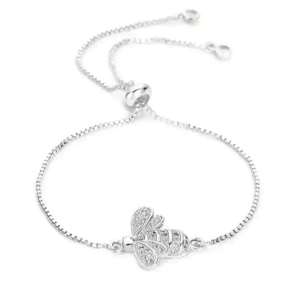 Silver Cubic Zirconia Bee Bracelet